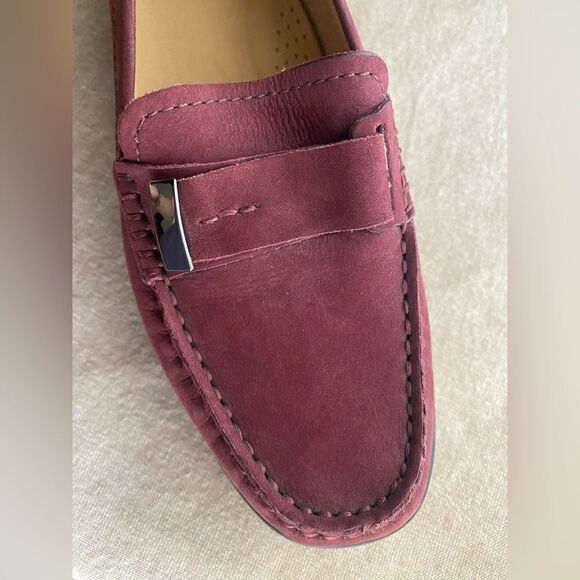 baldi london wine-colored shoes loafers with small platform size 8.5 made New - Picture 5 of 12